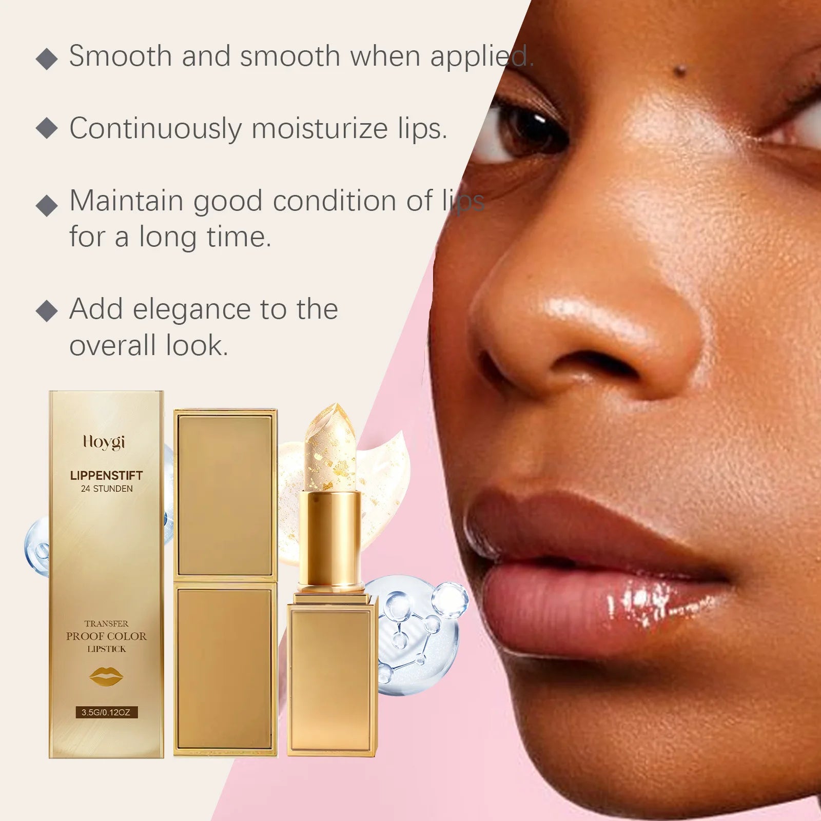 Gold Foil Color Changing Lip Balm Nourishing Transfer Proof Moisturizing Lipstick Temperature Sensitive Long Lasting Lip Care Qme