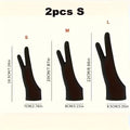 2Pcs artist painting gloves universal left and right hands, two fingers smooth elastic breathable stylus pencil sketch painting Qme 2pcs S