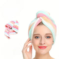 Ultra Absorbent Quick Dry Hair Towel Cap Women Colorful Striped Qme 1Pc