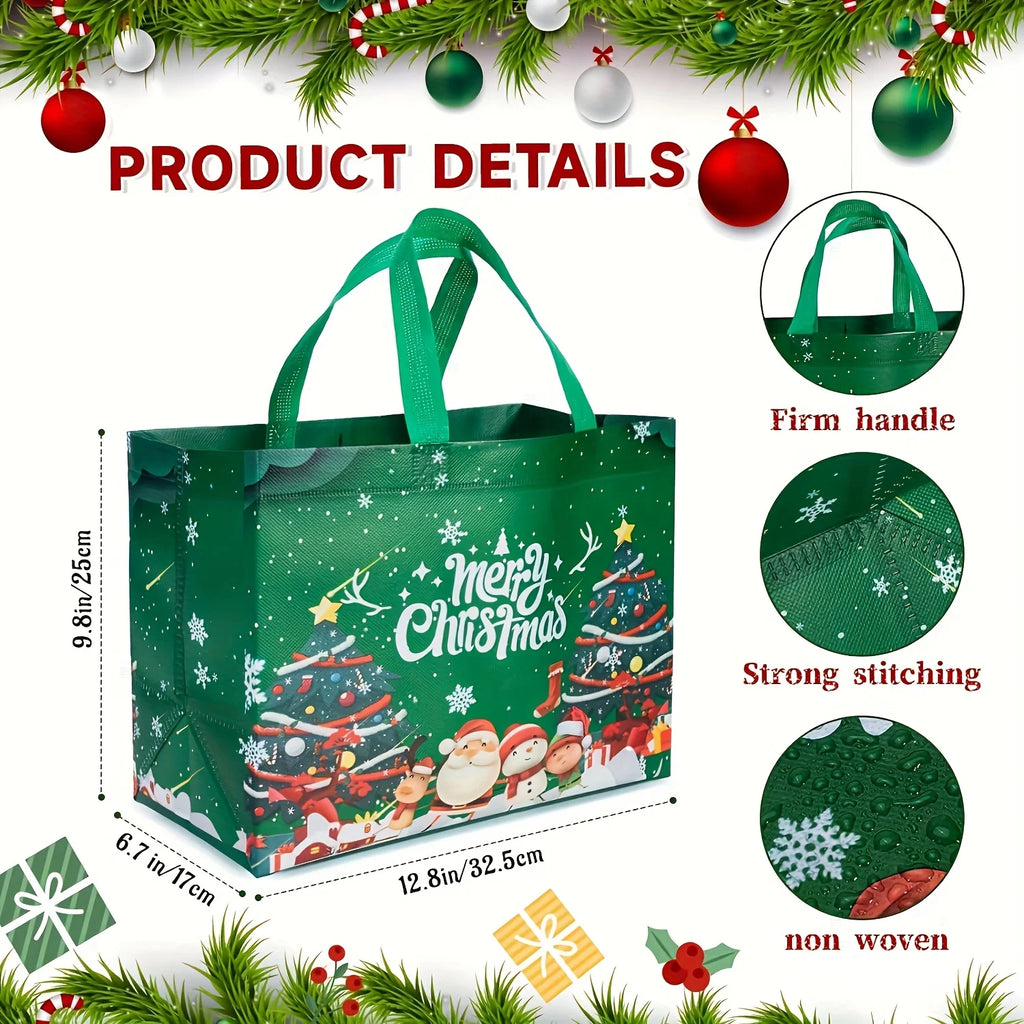 8Pcs large Christmas gift bag, reusable non-woven Christmas shopping bag, suitable for New Year, Christmas decoration party supp Qme