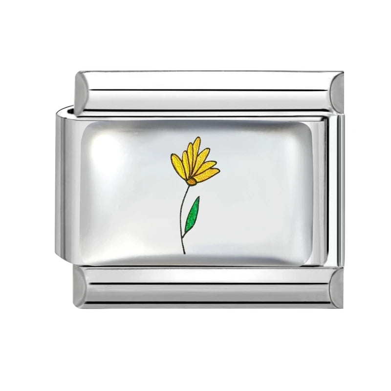 Design Colorful Earth Sun Sunflowers Stainless Steel Link fit 9mm Italian Flowers Series Jewelry Making DIY Charm Bracelet Gifts Qme Style 33