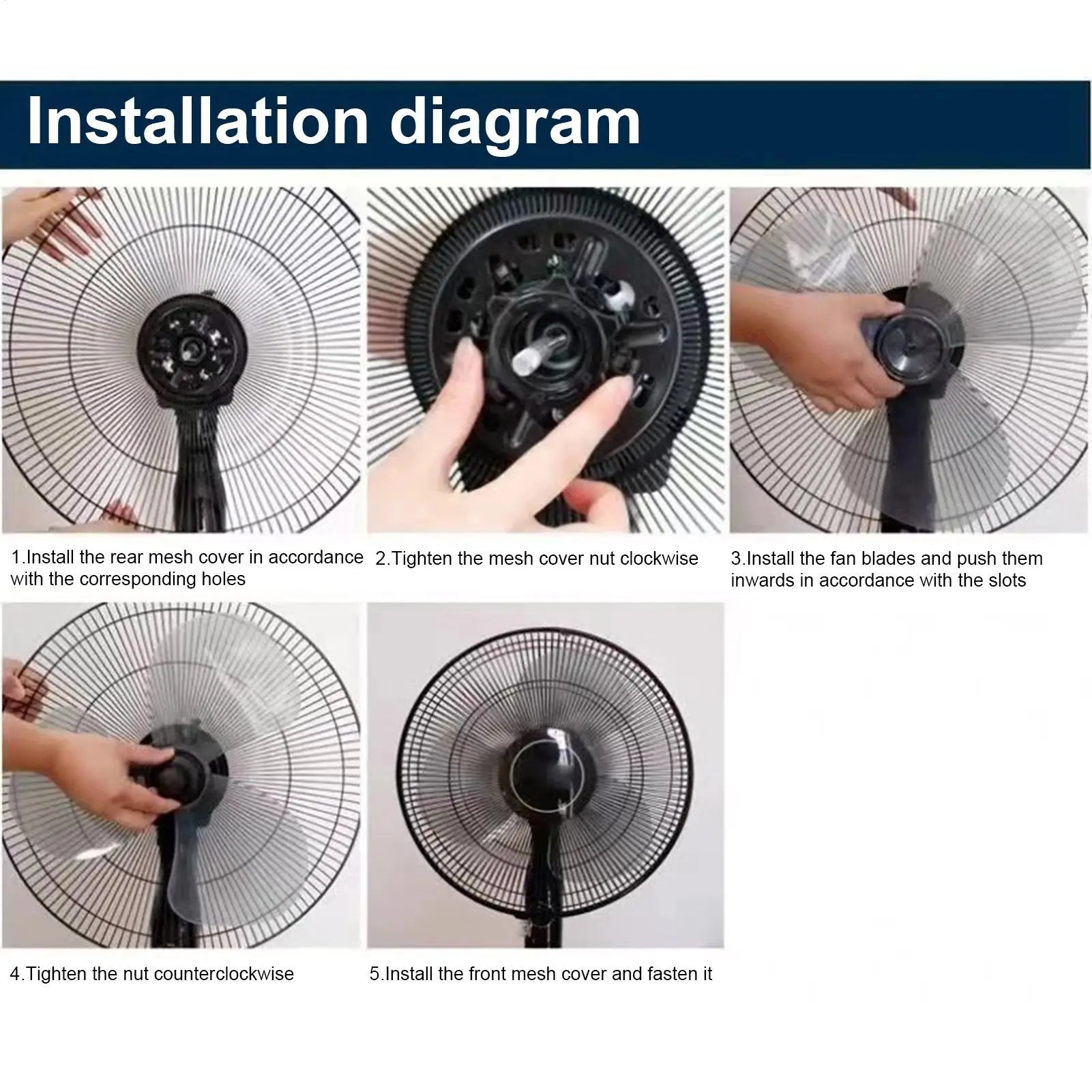 Replacement Parts for Fan 40cm Electric Universal Parts with Nut Cover Wall Fan Leaves Replacement for Indoor Desk Office Dorm Qme