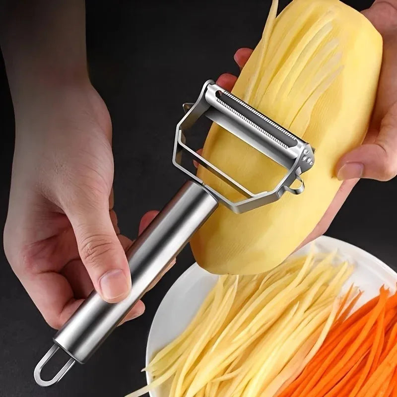 Stainless Steel Kitchen Peeler Fruits Vegetables Potatoes Carrots Cucumbers Grater Multifunctional Household Peeler Shredder Qme