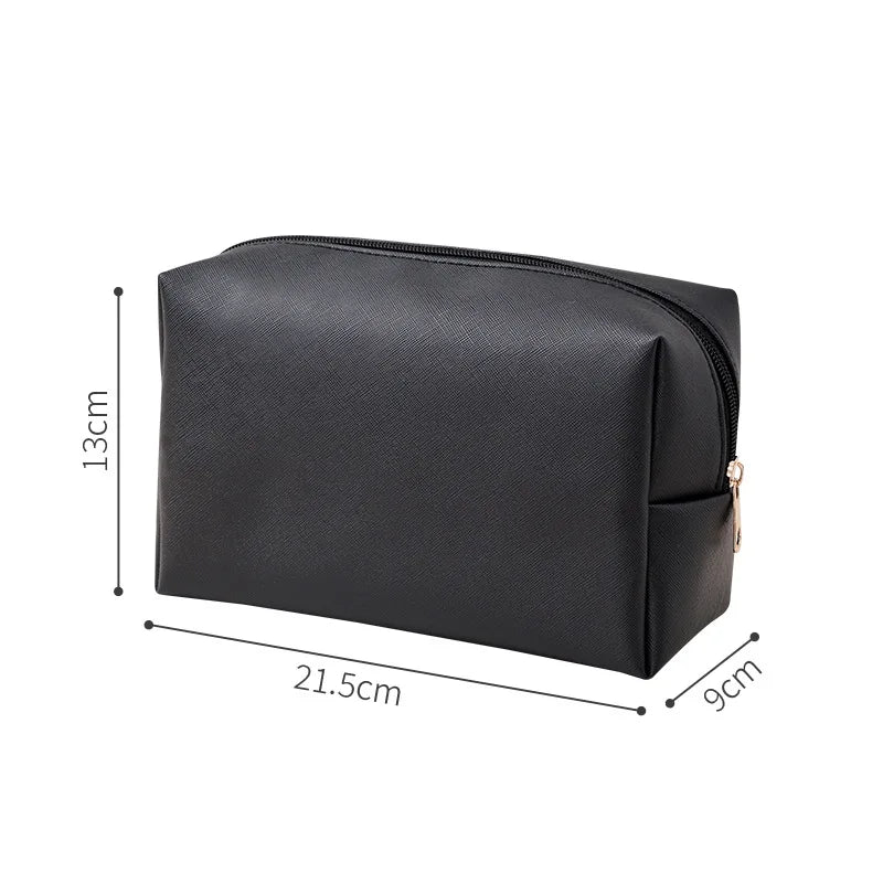 A 1pcs PU Leather Portable Toiletry Bags Waterproof Travel Make Up Bags for Women Small Medium Large Cosmetic Organizer Bags Qme Black Large