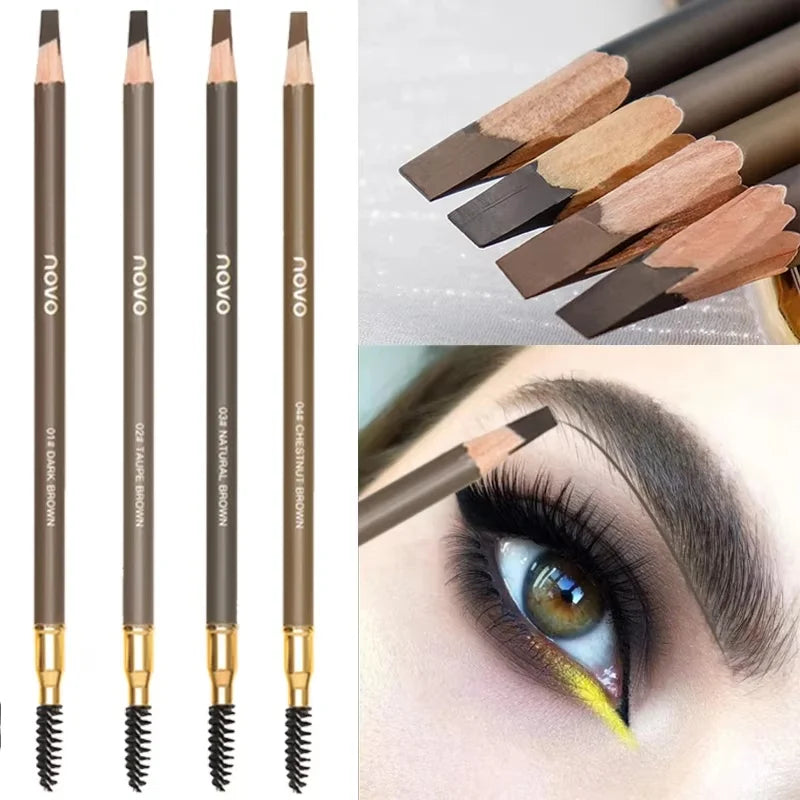 Wild Line Eyebrow Pencil High Quality Pull Eyebrow Pencil Waterproof Hard Core Flat Head Pencil White Black Leather Makeup Pen Qme