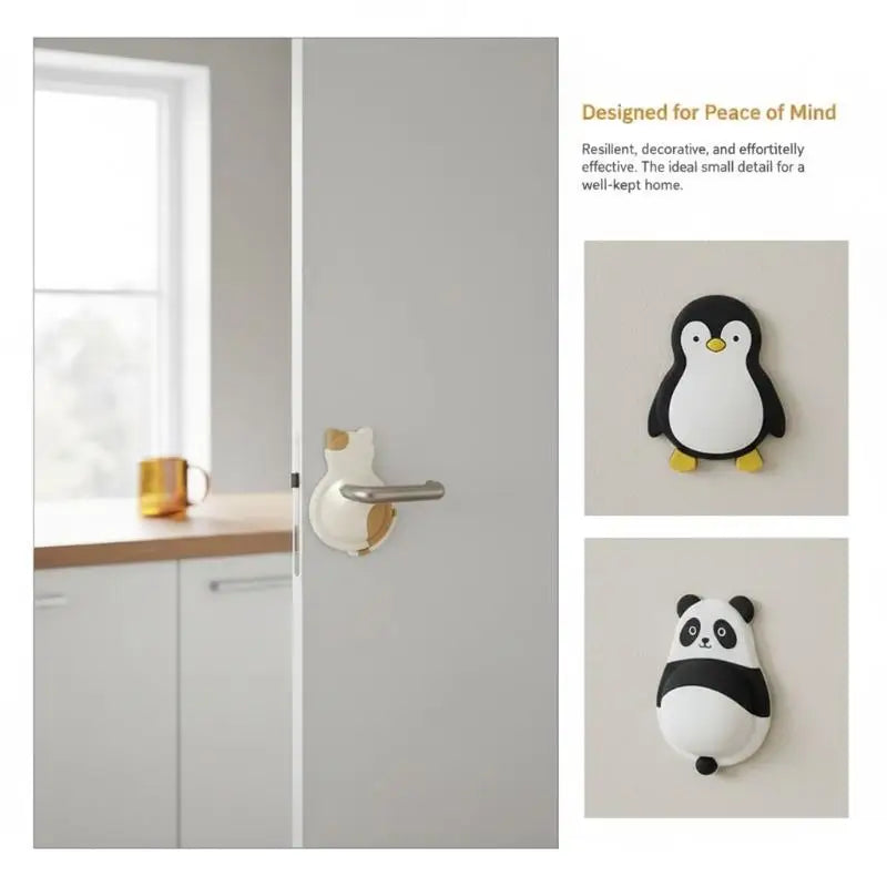 4PCS Door Stopper 3D Dog Cat Penguin Panda Anti Collision Self Adhesive Bumper Furniture Protector Home Improvement Qme