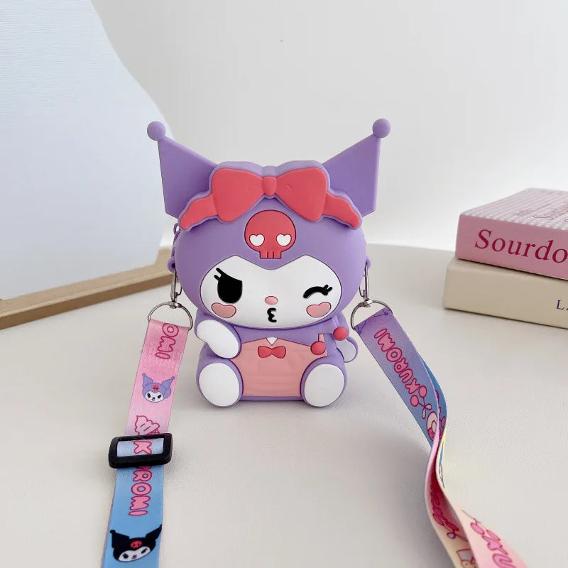 Hello Kitty Kuromi Coin Purse Cute Cartoon Student-Style Instagram-Inspired Fashion Bag Melody Silicone Crossbody Bag Qme 16