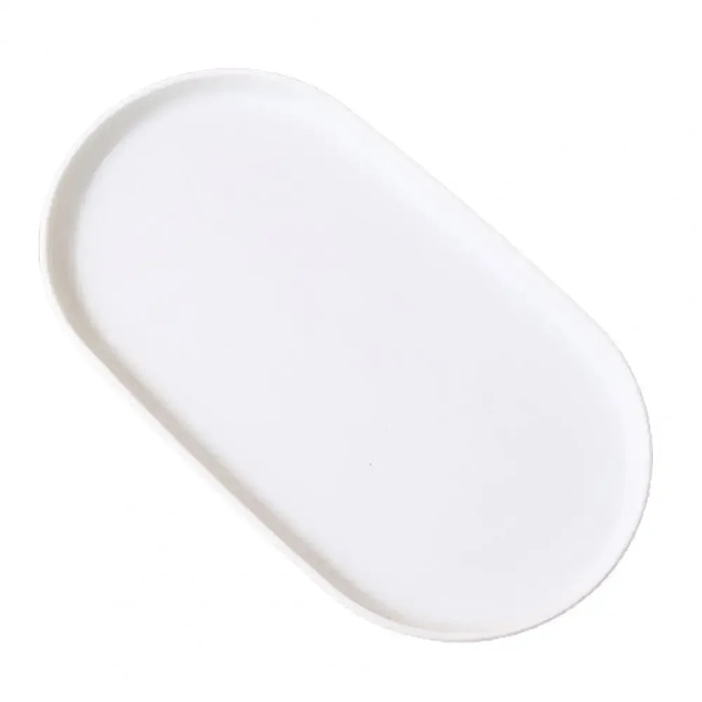 Fruit Plate Dessert Tray Stackable Oval Food Serving Tray Free Bone Dish Snack Plate Reusable Smooth Edge Food Plate for Kitchen Qme 1pc White