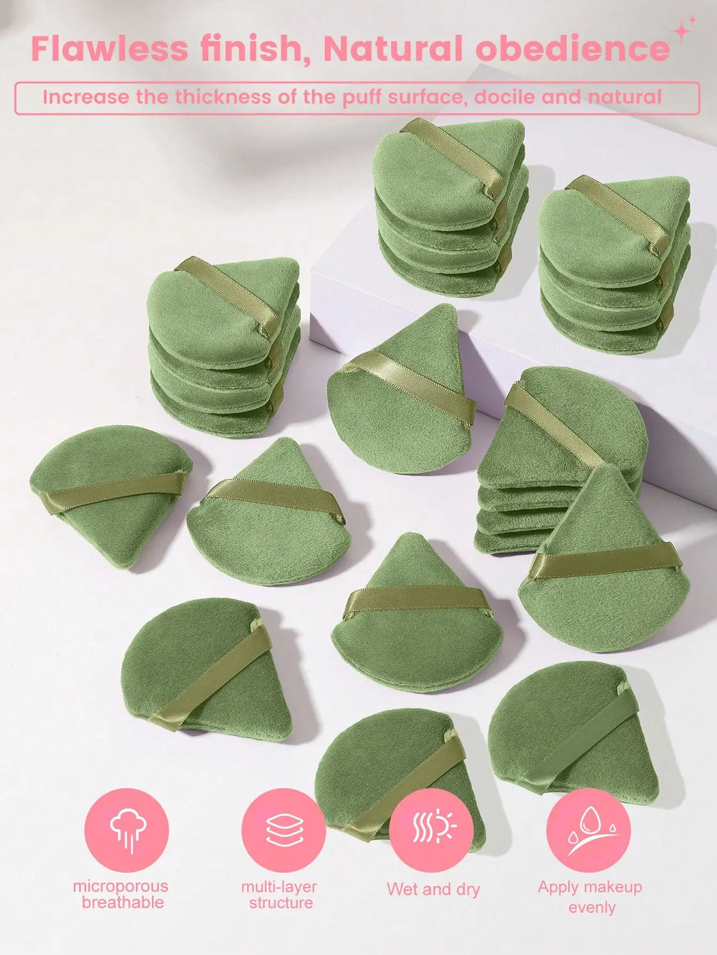 Triangle Shaped Sponge Puff Loose Powder Setting Blending Face Body Qme