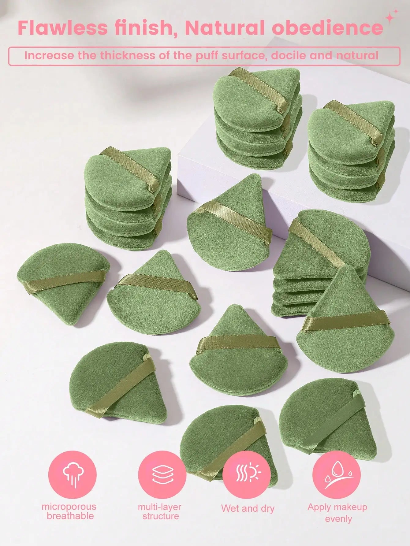 Triangle Shaped Sponge Puff Loose Powder Setting Blending Face Body Qme