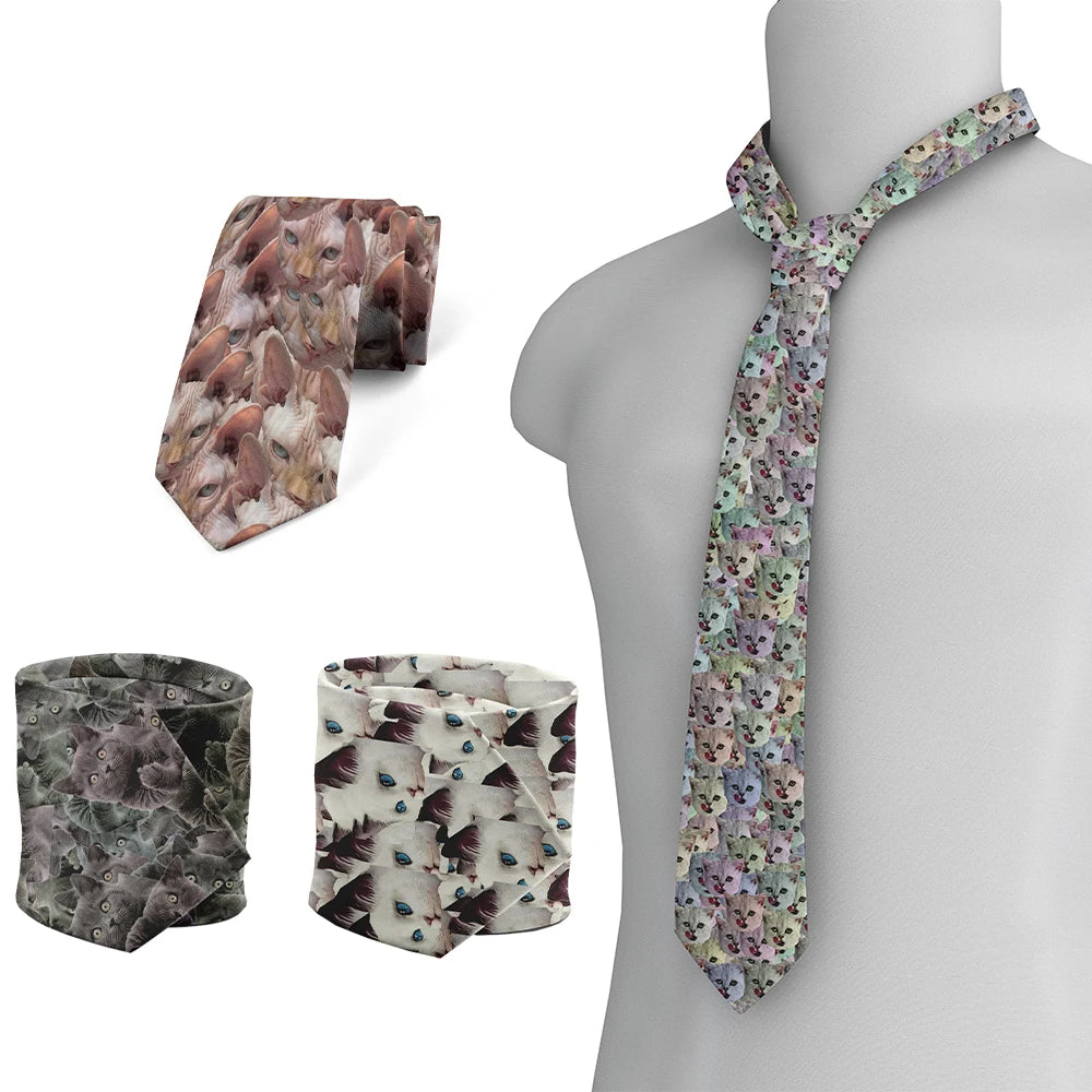 Cute Funny Cat Tie Newly Designed Cartoon 3d Printing Fashion Qme