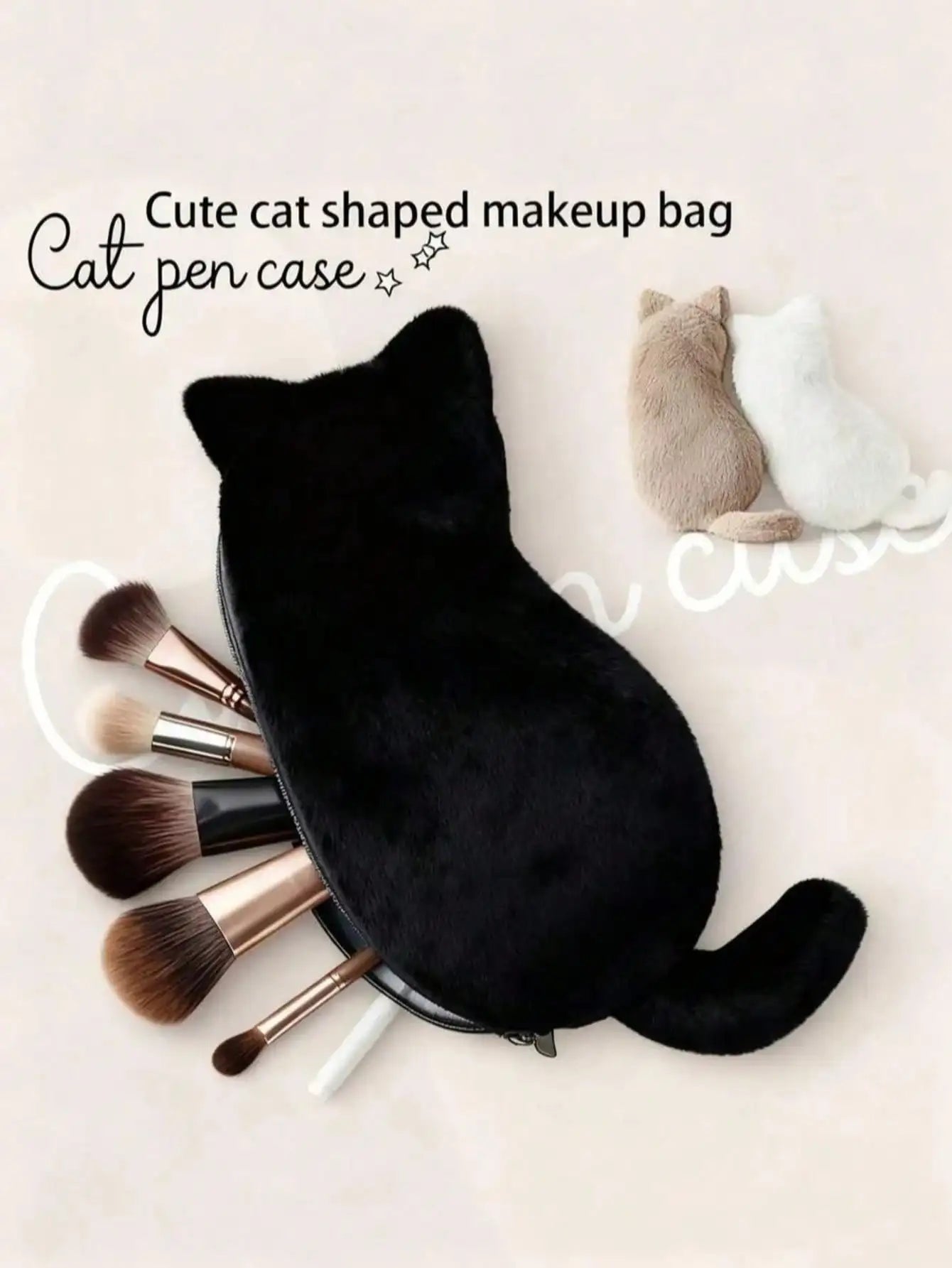 Japanese Cat Plush Pen Bag Student Large Capacity Cute Appearance Qme
