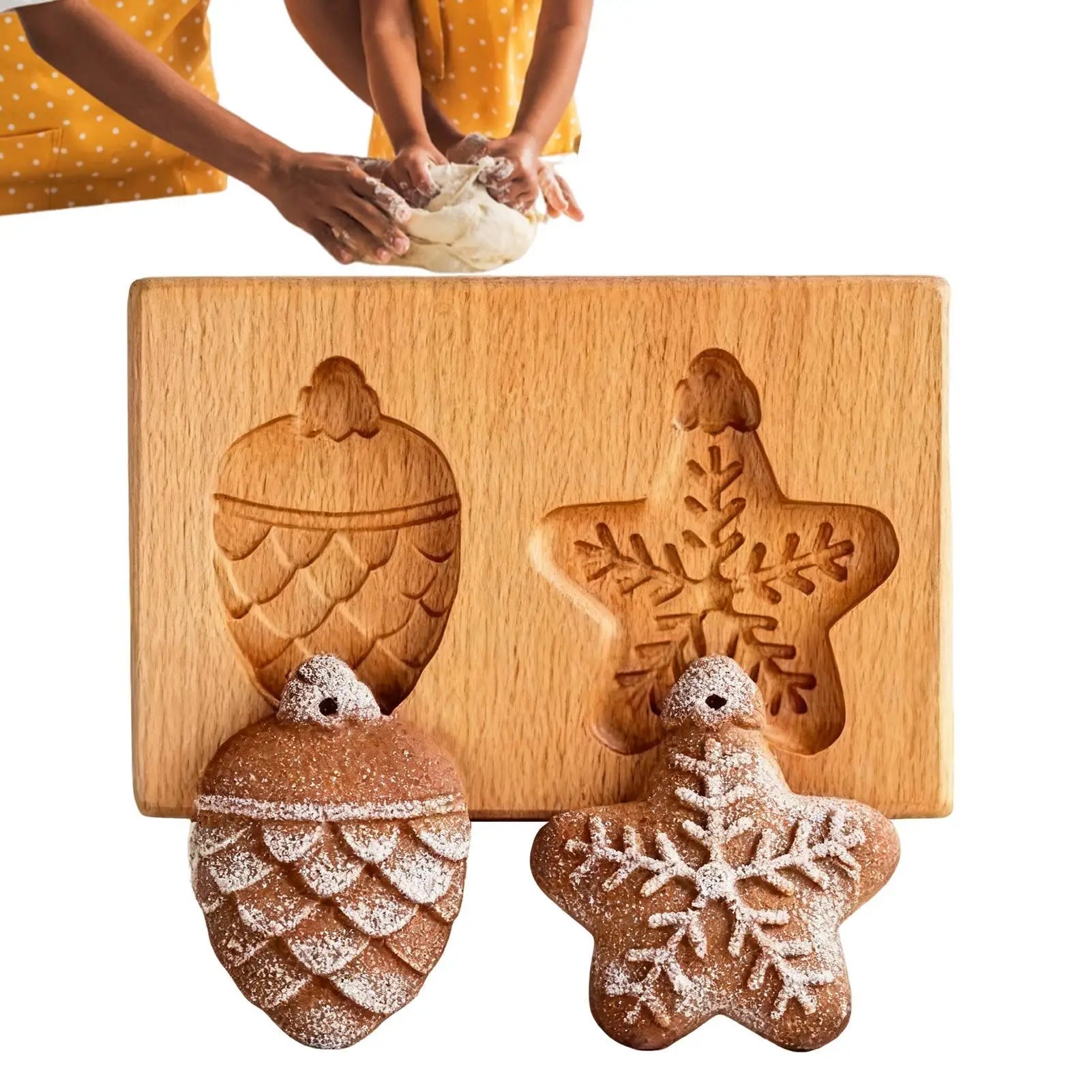 wooden Cookie Press Stamp 3D Easy Release Tools Cookie Press Molds For Family Home Party Holiday Indoor Outdoor Baking tool Qme