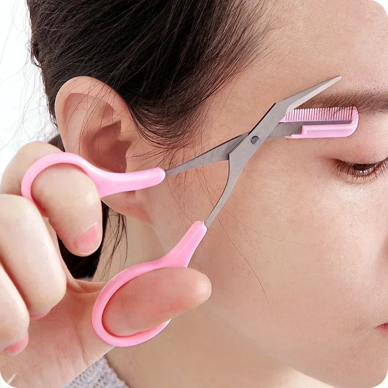 Stainless Steel Eyebrow Scissors with Comb Hair Removal Shaver Safe Eyebrow Trimmer Makeup Products Eyebrow Shaping Makeup Tools Qme