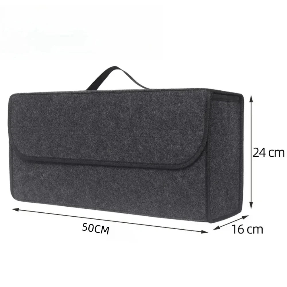 Car Trunk Soft Felt Storage Box - Large Anti-Slip Compartment Organizer, Auto Boot Storage Accessories Qme Grey