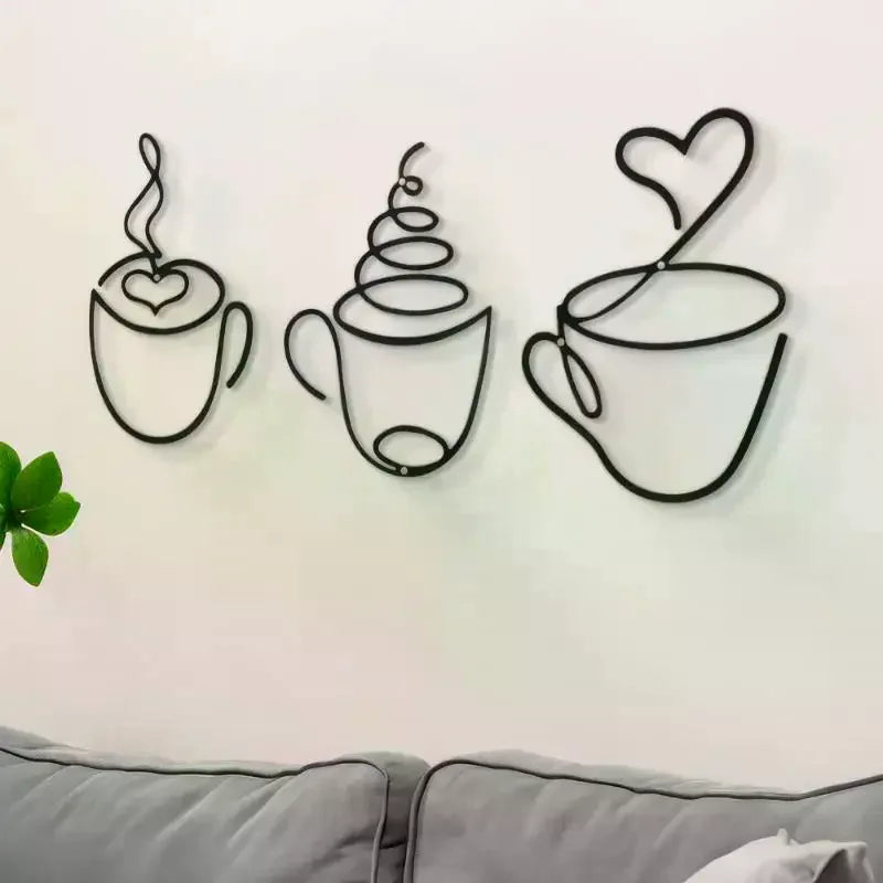1PC Creative Coffee Wall Hangings Coffee Shop Decorations Interior Wall Decorations Wall Hanging Iron Paintings Qme