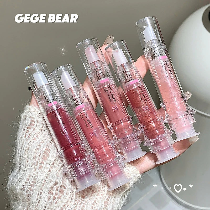 Gege Bear Lip Essence Gloss Autumn Winter Mirrored Hydrating Serum Qme