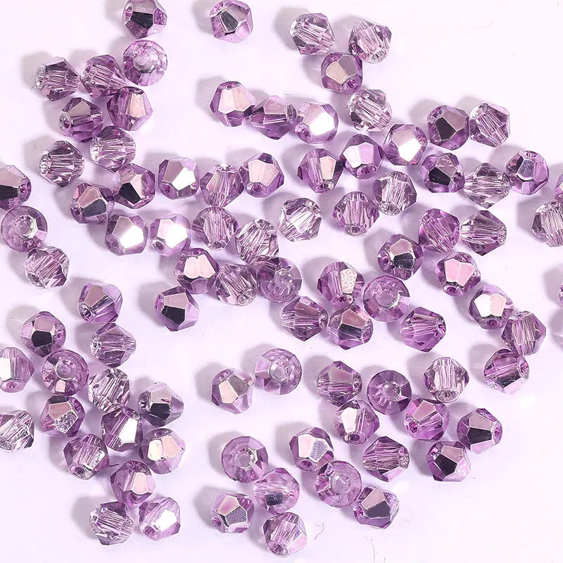 100Pcs 4MM Glass Beads Bicone Shaped Beads Faceted Crystal Beads for Jewelry Making Bracelet Necklace Earrings DIY Beading Qme 5 4MM-100PCS
