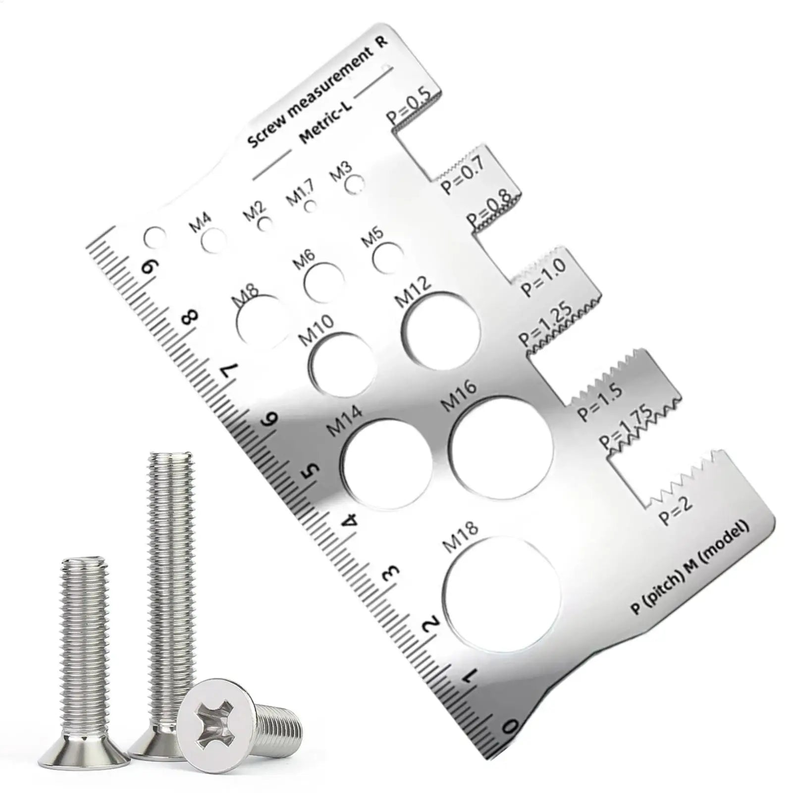Thread Gauge Screw Measuring Ruler Easy-to-Read Thread Gauge Ruler for Woodworking Mechanical Workshop Automotive Metalworking Qme