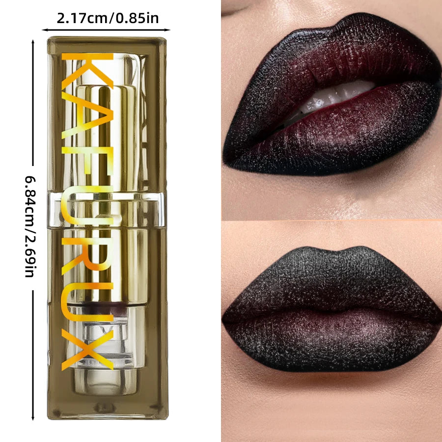 Two-tone Sexy Red&black Lipstick Glitter&matte Lip Sticks Nonstick Qme