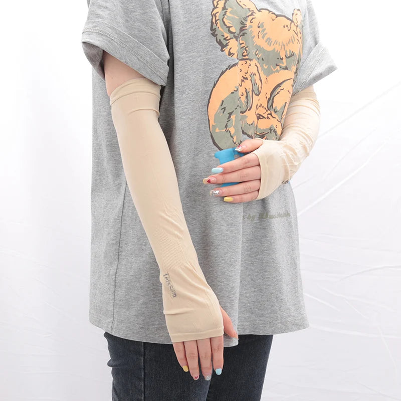 Y2k Goth Lolita Anime Thin Solid Gloves JK Kawaii Girl Mitten Ice Qme Beige