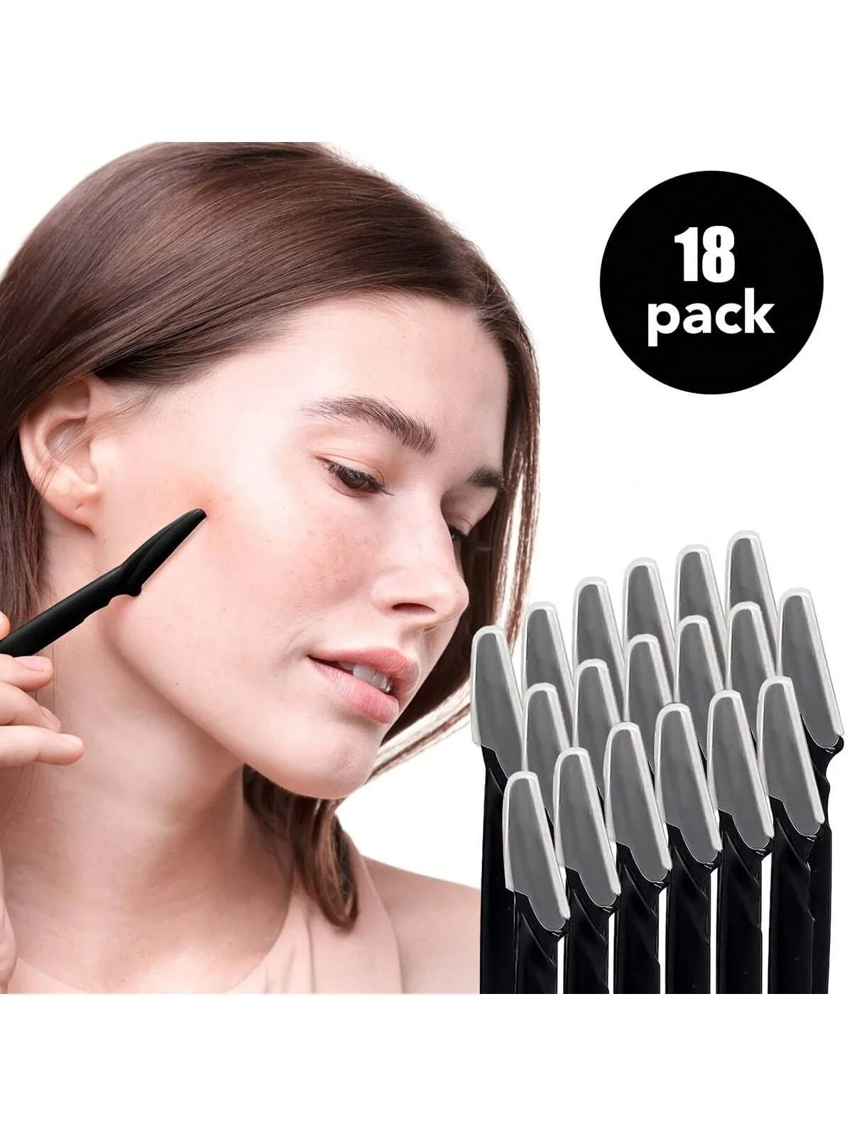 Black Eyebrow Trimmer Scratch Resistant Blades Qme 18pcs