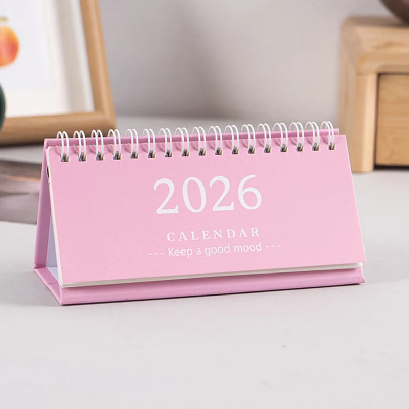 2026 Mini Desk Calendar Desktop Notepad Ornament Cute Simple Calendar,Christmas New Year Gift, Daily Planner Table Calendar Qme Pink Long Style