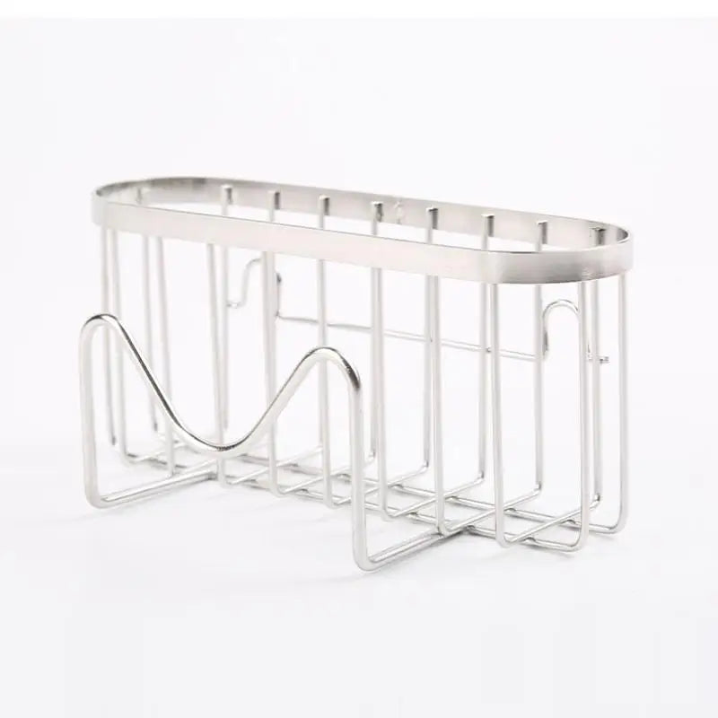 Suction Cups Sponge Drainer Rack Hollowed Hook Stainless Steel Holder Qme Silver