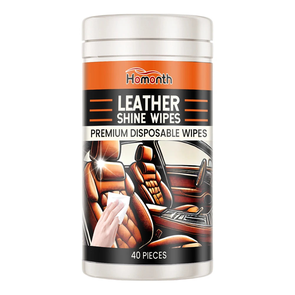 40Pcs Car Leather Wipes Conditioning Wipes Car Interior Cleaner Wipes Disposable Dashboard Console Dust Remover Qme WHITE