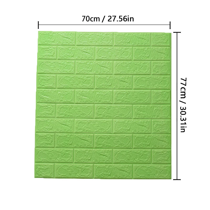 1-10pcs 77cm*70cm 3DWall Sticker Solid Color Faux Brick Bedroom Home Decor Waterproof Self Adhesive DIY Living Room Wallpaper Qme green 5pcs-77cmX70cm