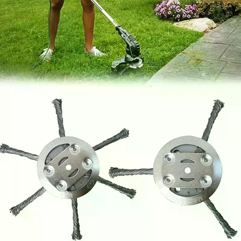 1/2pcs 6 Inch Steel Wire Wheel Head Grass Trimmer Head Universal Weed Brush Fit Straight Shaft Brushcutter Removal Moss Rust Qme
