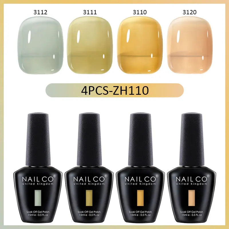 NAILCO Jelly Glass Gel Nail Polish 4Colors Series Translucent Candy Qme 4H-ZH110 1
