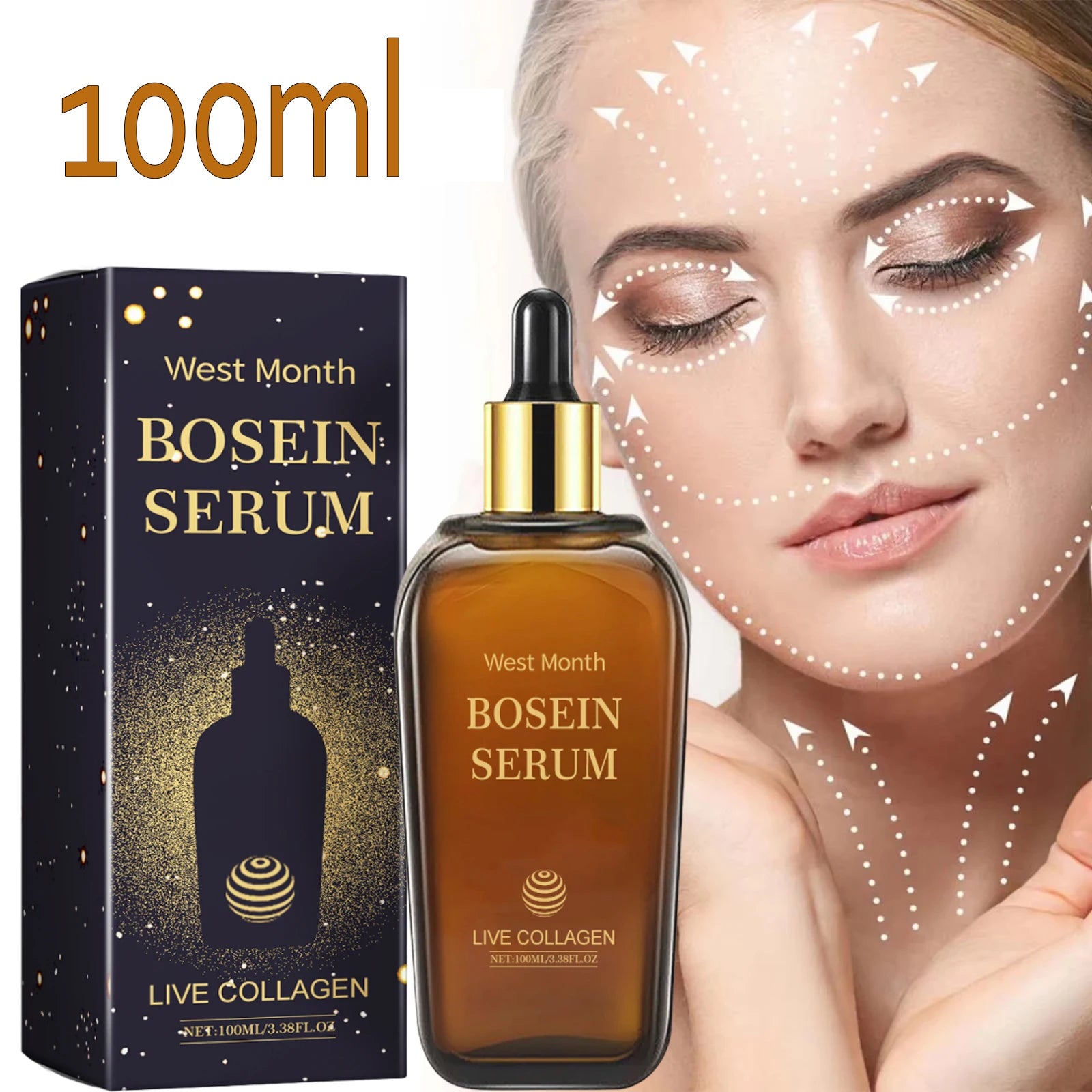 Face Bosein Serum Brightening Skin Tone Replenishing Collagen Repairing Increasing Skin Elasticity Moisturizing Essence Lotion Qme 1pc