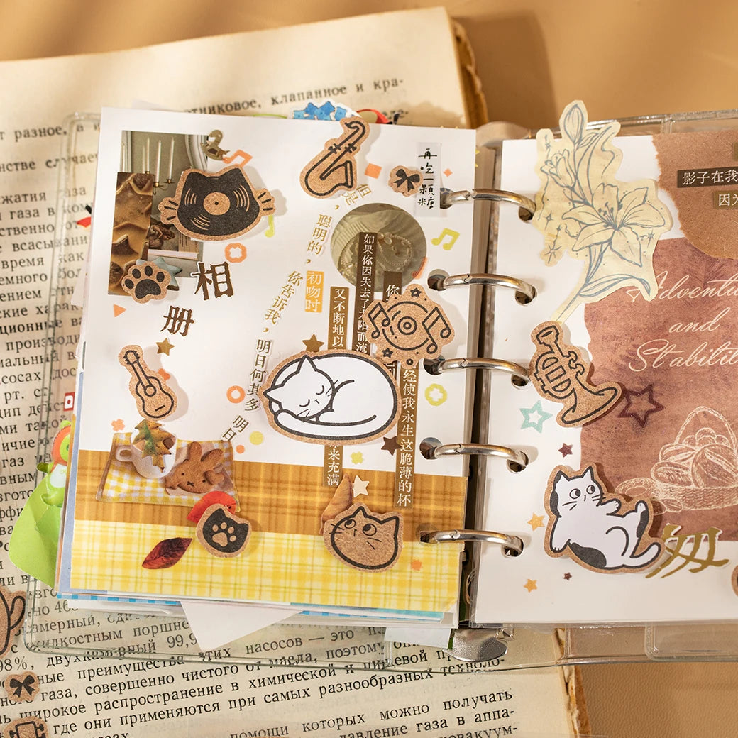 12 Sheets/6 Bag Kawaii Cute Cat Stamp Seal Sticker Pack for DIY Craft Scrapbooking Journal Planner Decoration Supplies Qme