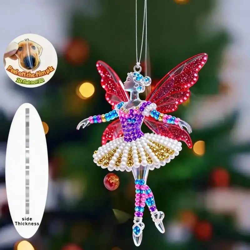 Sparkling 2D Acrylic Pendants Ballerina Simulation Christmas Tree Hangings Car Rearview Mirror Charm Decoration Ornaments Qme A11