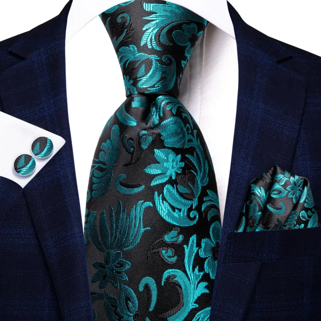 Dark Green Paisley Plaid Tie Men Groom Wedding Sage Mint Necktie Qme SN-3408