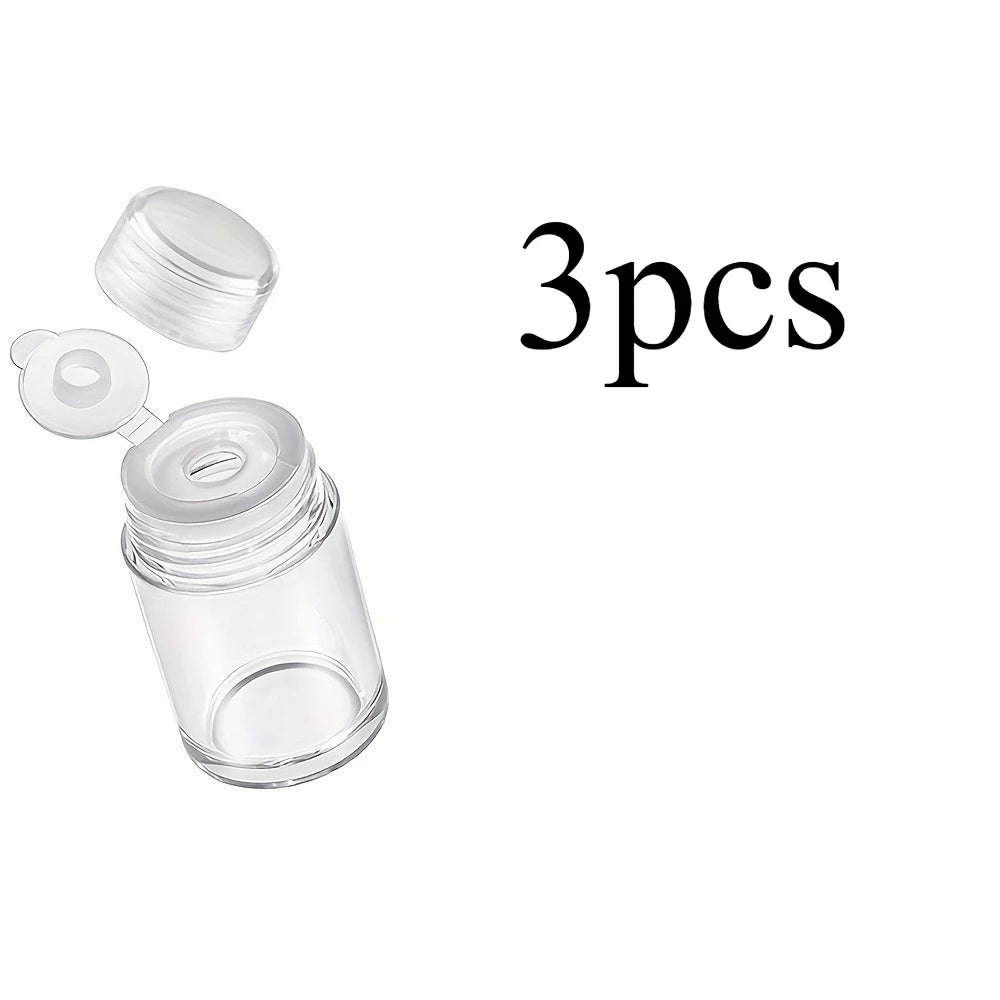 Mini transparent powder compact, small travel-sized cosmetic glitter container, dispenser, cosmetic storage jar Qme One holes 3pcs