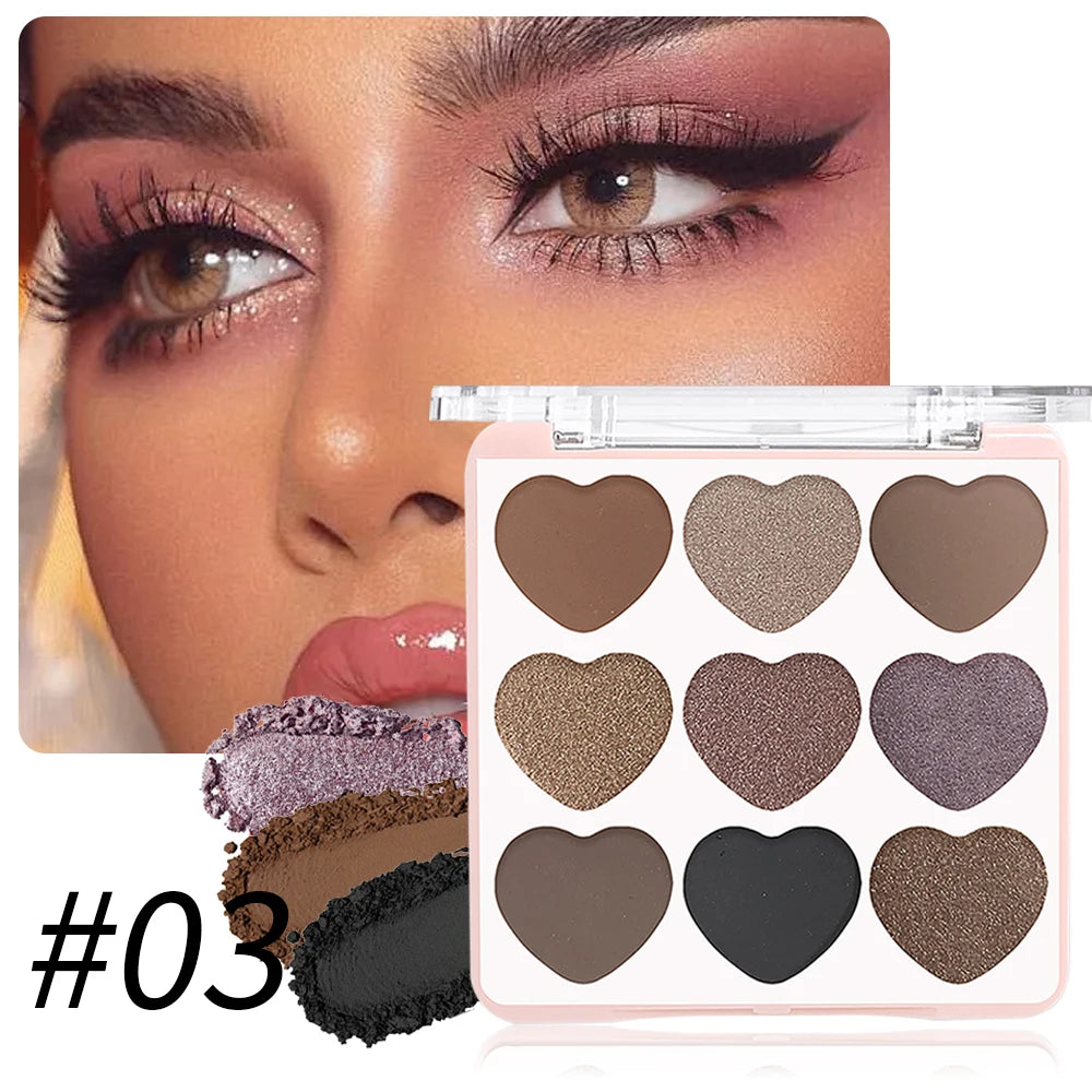 Taupe Glow Eyeshadow Palette Matte Metallic Pearl Waterproof Long Qme Nine colors 3