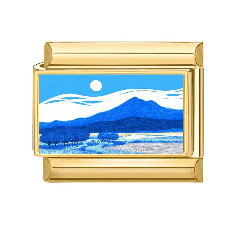 Fashion 2026 Pretty Sakura Mount Fuji Snow Mountain Charm Italian