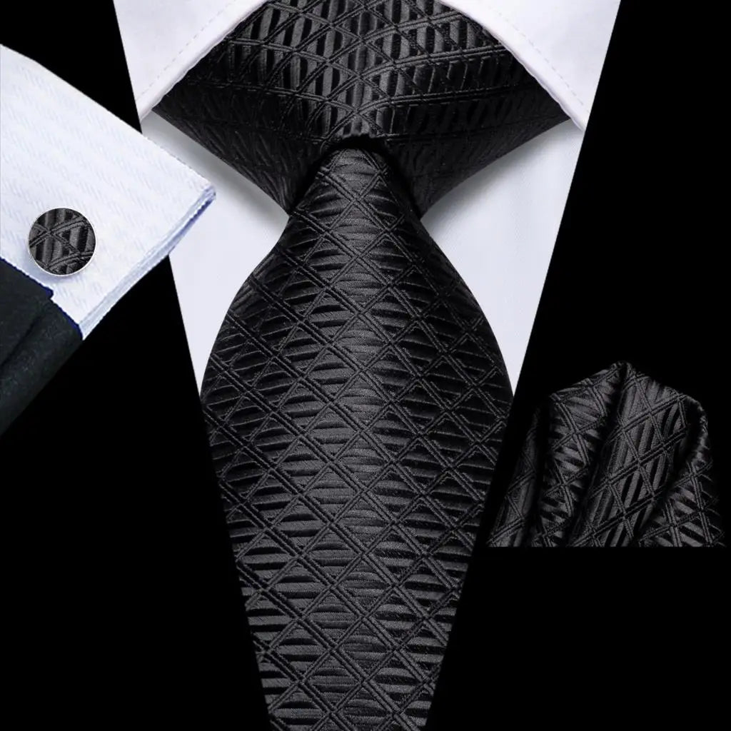 Hi-tie Solid Orange Blue Mens Fashion Necktie Handkerchief Cufflinks
