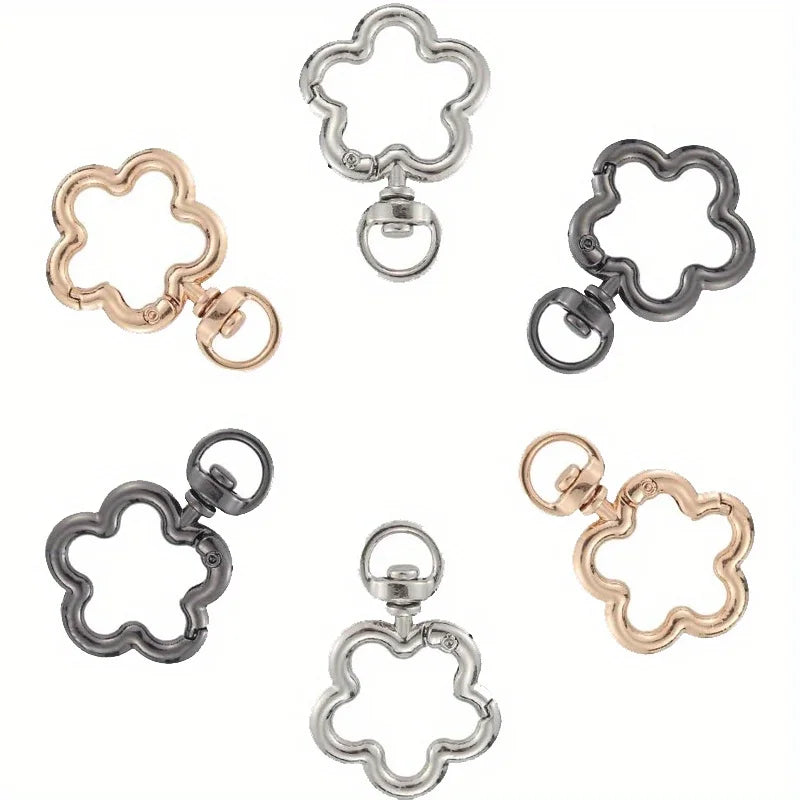 Flower Keychain Clasp Swivel Snap Key Chain Bulk Gold Silver Metal Cute Blossom Spring Snap Lobster Claw Hook For Keyring Craft Qme
