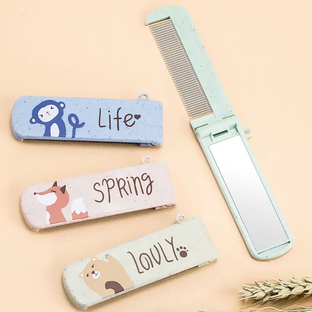 Small Mirror Comb Set Color Fashion Portable Fold Makeup Mirror with Comb for Girl Gift Makeup Tools Vanity Miror Travel Qme