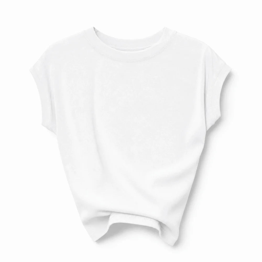 Korean Style Round Neck Women T Shirt Solid Color Breathable Short Sleeved T Shirt Slim Fit Stretchy Thin Base Top Summer Qme White M