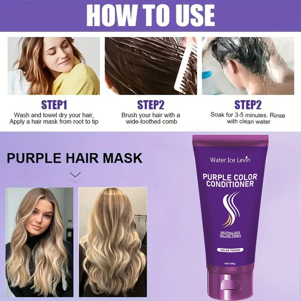 Purple Repair Hair Mask Keratin Deep Nourishing Dry Frizzy Damaged Treatment Collagen Magical 5 Second Soft Shiny Care Qme
