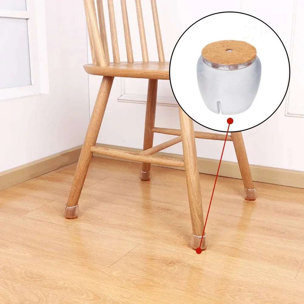 24Pcs Silicone Table Chair Leg Caps Furniture Feet Pads Floor Protector Non-Slip Sofa Table Feet Cap Household Accessories Qme
