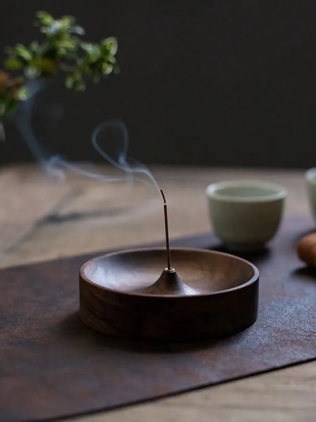 Incense Holder Modern Minimalist Wood Circular Burner Cone Stick Qme