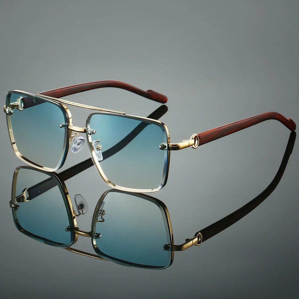 Fashion Retro Square Metal Shades Women's Original Brand Design Driving Sunglasses New Double Bridge Pilot Sun Glasses Qme