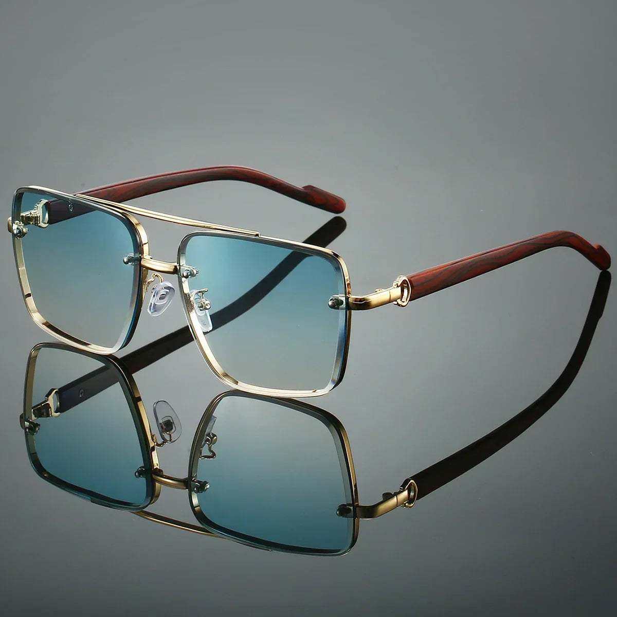 Fashion Retro Square Metal Shades Women's Original Brand Design Driving Sunglasses New Double Bridge Pilot Sun Glasses Qme