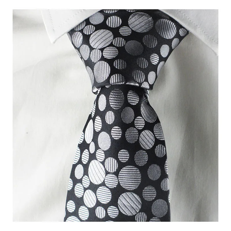 Wide Thin Silk Circle Grey Black Shirt Necktie Fabric Ties Vintage Qme Dark Grey