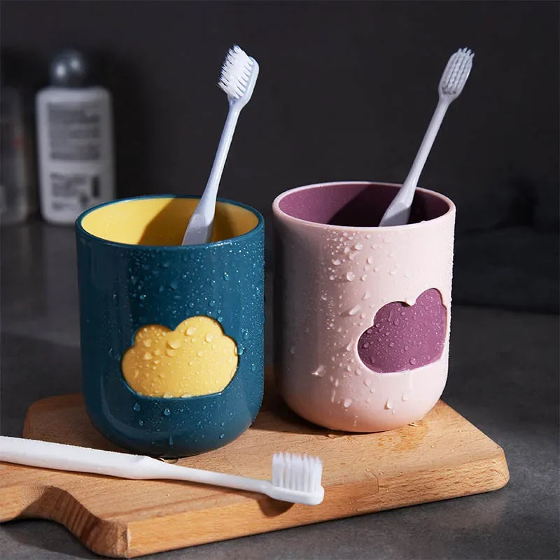 Cloud Pattern Toothbrush Cup Big Mouth Couples Cups Plastic Wash Qme